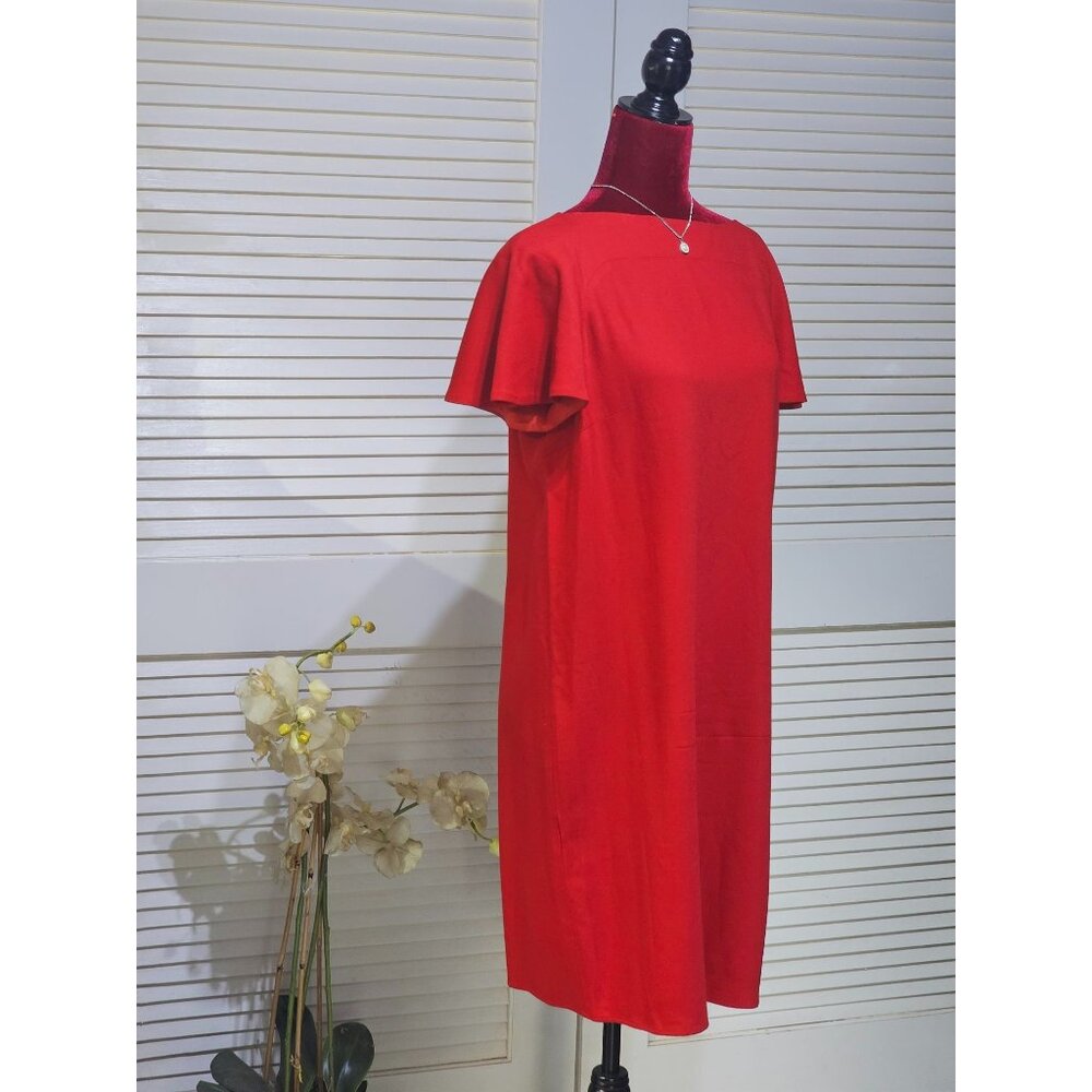 Love Moschino Women's Red Short Flutter Sleeve Relaxed Midi Dress Size 8 2790
